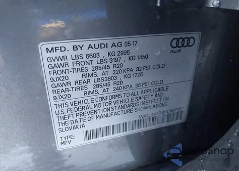 2017 Audi Q7 3.0T Premium z USA, uszkodzony, nr VIN WA1LAAF78HD057727